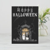 Huis Halloween Foto Feestdagenkaart (Staand voorkant)