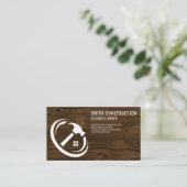 Huis Hamer Logo | Houten Achtergrond Visitekaartje (Staand voorkant)