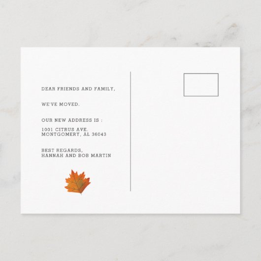 Huis Herfst Herfstboom Bewegend Aankondigingskaart (Achterkant)