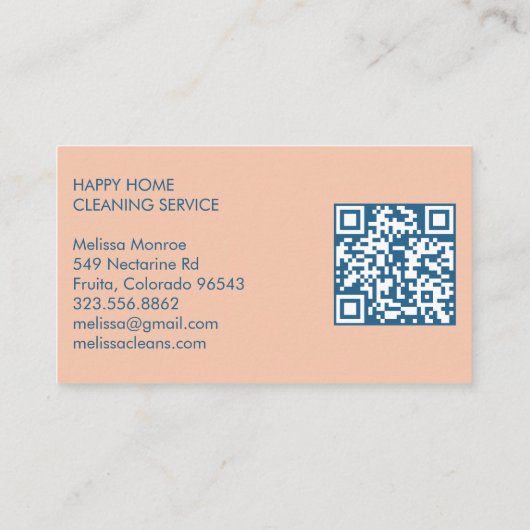 Huis het Schoonmaken Schattigee Voordeur Douane QR Visitekaartje (Achterkant)