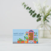 Huis het Schoonmaken Schattigee Voordeur Douane QR Visitekaartje (Staand voorkant)