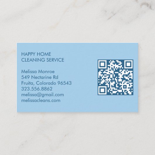 Huis het Schoonmaken Schattigee Voordeur Douane QR Visitekaartje (Achterkant)