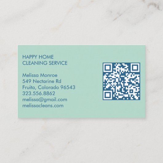 Huis het Schoonmaken Schattigee Voordeur Douane QR Visitekaartje (Achterkant)