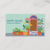 Huis het Schoonmaken Schattigee Voordeur Douane QR Visitekaartje (Voorkant)