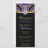 Huis het verwarmen OM Paarse Gouden Feestuitnodigi Kaart (Achterkant)