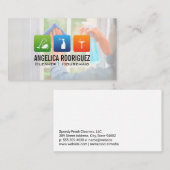 Huis Houd Icons | Vrouw Maakt Ramen Schoon Visitekaartje (Voorkant / Achterkant)