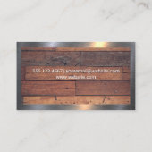 Huis Icoon | Houten Planken | Metalen Rand Visitekaartje (Achterkant)