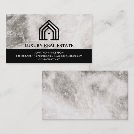 Huis icoon | Real Estate Marmer Visitekaartje (Voorkant / Achterkant)