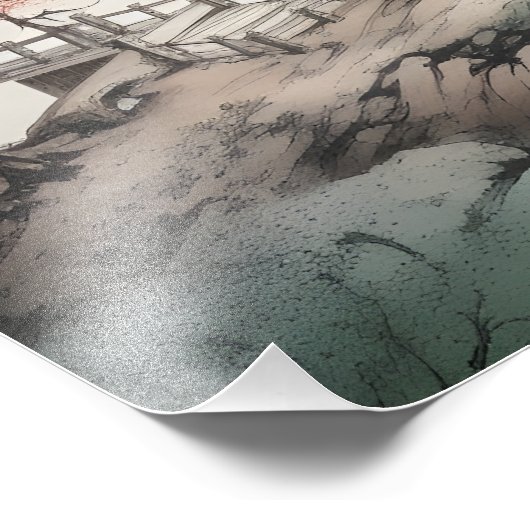 Huis in bergen Chinese kunst Foto Afdruk (Hoek)