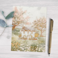 huis in de groene weide Cottagecore Art