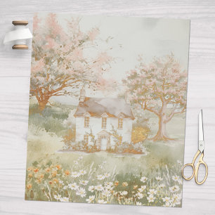  huis in de groene weide Cottagecore Art Cadeaupapier
