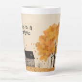 Huis in de herfst Geluk Latte Mok (Voorkant)