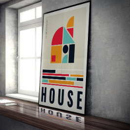 Huis in de kunst van Bauhaus. Poster