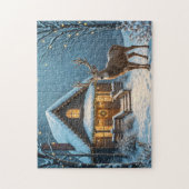 Huis in de sneeuw legpuzzel (Verticaal)