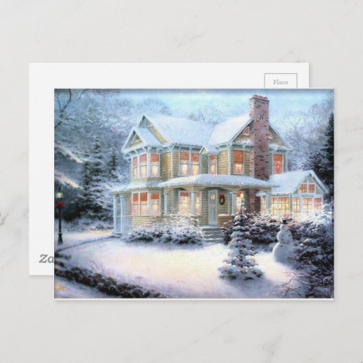  huis in de winter briefkaart (Voorkant / Achterkant)