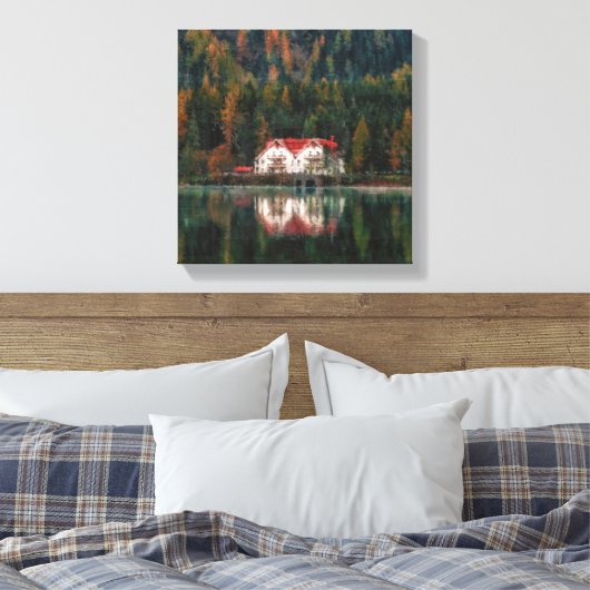 Huis in een bos canvas afdruk (Insitu (Slaapkamer))