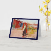 Huis in Falun met Meisje Kaart (Gele Bloem)