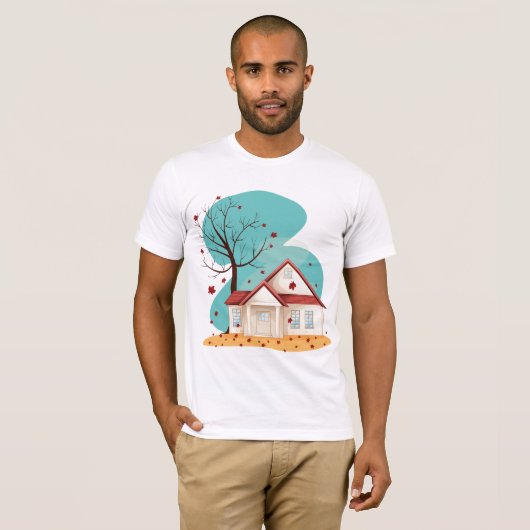 Huis in herfst Mannen T-shirt (Voorkant volledig)
