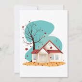 Huis in herfstuitnodigingen kaart (Voorkant)