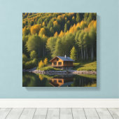 Huis in het Berkenbos Canvas Afdruk (Insitu (Houten vloer))