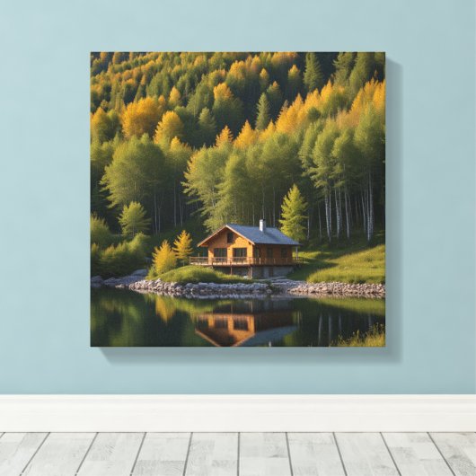 Huis in het Berkenbos Canvas Afdruk (Insitu (Houten vloer))