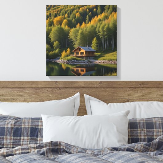 Huis in het Berkenbos Canvas Afdruk (Insitu (Slaapkamer))