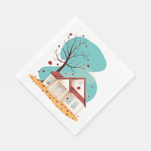 Huis in het najaar Papieren servetten (Hoek)