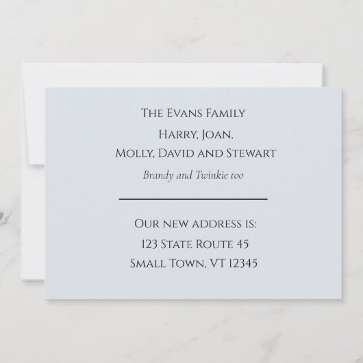 Huis in het nieuwe Sneeuwadres Aankondiging (Achterkant)