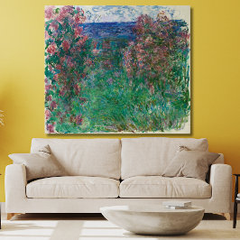 Huis in het Roos, Monet Canvas Afdruk