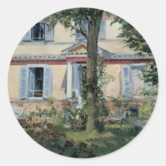 Huis in Rueil, Edouard Manet,  Kunst Ronde Sticker (Voorkant)