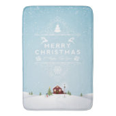 Huis in sneeuw, prettige kerst badmat (Voorkant Verticaal)