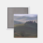 Huis in Toscane in de ochtend mist magneet (Voorkant / Achterkant)