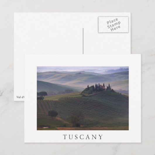 Huis in Toscane in de ochtend mist wit briefkaart (Voorkant / Achterkant)