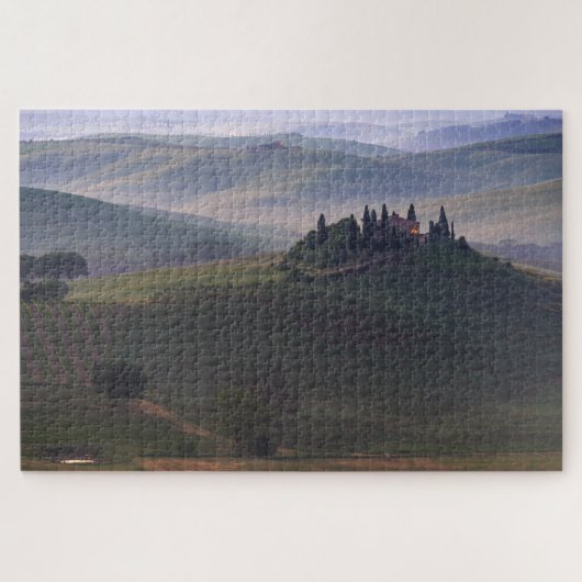 Huis in Toscane met mist Legpuzzel (Horizontaal)