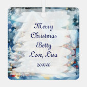  huis ingericht in feestelijke kerstdecoratie metalen ornament (Achterkant)