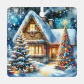  huis ingericht in feestelijke kerstdecoratie metalen ornament (Voorkant)