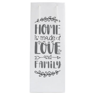 Huis is gemaakt van liefde & familie Schattigee li Wijn Cadeautas