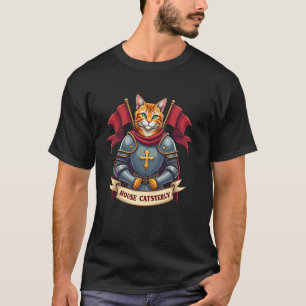 Huis Katsterly Fantasy Middeleeuwse Kat Ridder in T-shirt