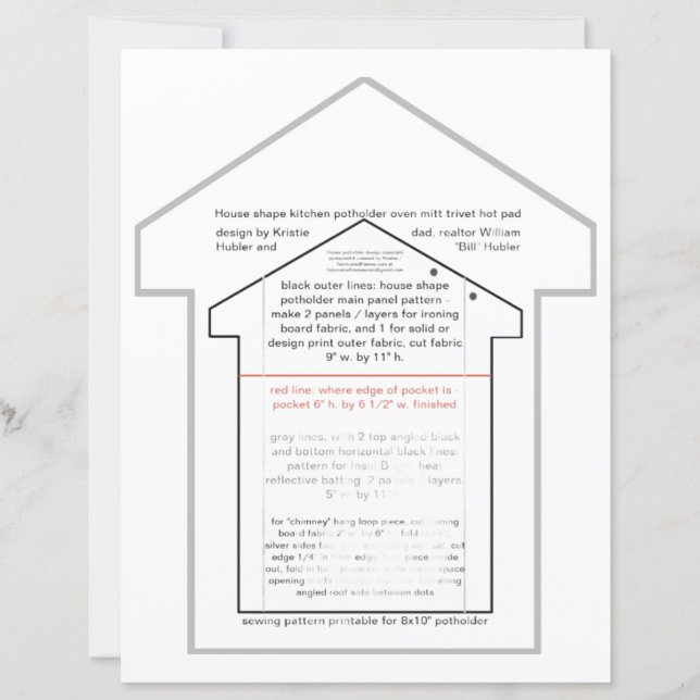 Huis Keuken PotHolder Naaien Patroon Papieren Blad (Voorkant)