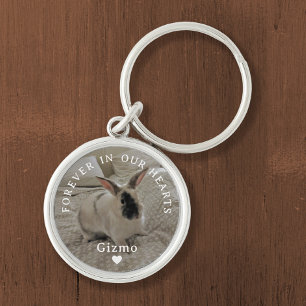 Huis Konijn Memorial   Naam en foto Keepsake Sleutelhanger