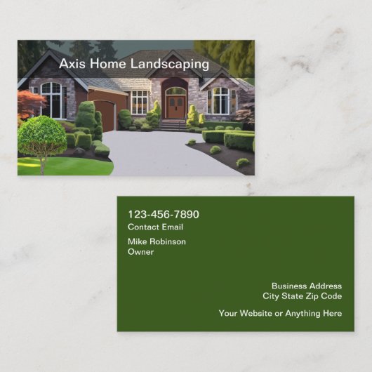 Huis Landscaping Twee Side Visitekaartjes (Voorkant / Achterkant)