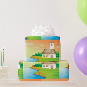Huis langs de rivier cadeaupapier