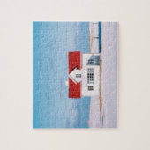 Huis Lofoten Noorwegen Reizen Outdoor Winter Sneeu Legpuzzel (Verticaal)