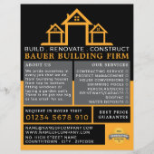 Huis Logo, bouwbedrijf, bouwmachines Adverteren Flyer (Voorkant)