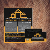 Huis Logo, bouwbedrijf, bouwmachines Adverteren Flyer