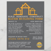 Huis Logo, bouwbedrijf, bouwmachines Adverteren Flyer (Voorkant)