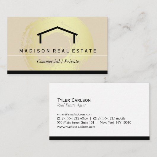 Huis Logo / Goud geborsteld Visitekaartje (Voorkant / Achterkant)