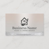 Huis Logo Home Schoonmaak & Maid Service Zilver Visitekaartje (Voorkant)