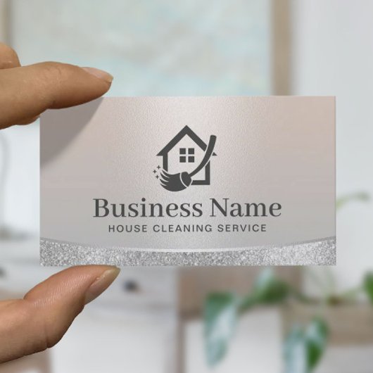 Huis Logo Home Schoonmaak & Maid Service Zilver Visitekaartje