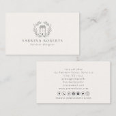 Huis logo, interieurontwerper, melkwit visitekaartje